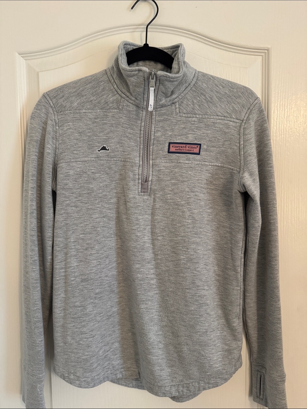 Vineyard Vines Heather Gray Quarter-Zip Pullover.  Size xxs